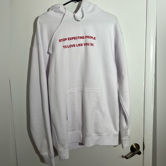 White Hoodie with Red Lettering - Picture 1 of 3